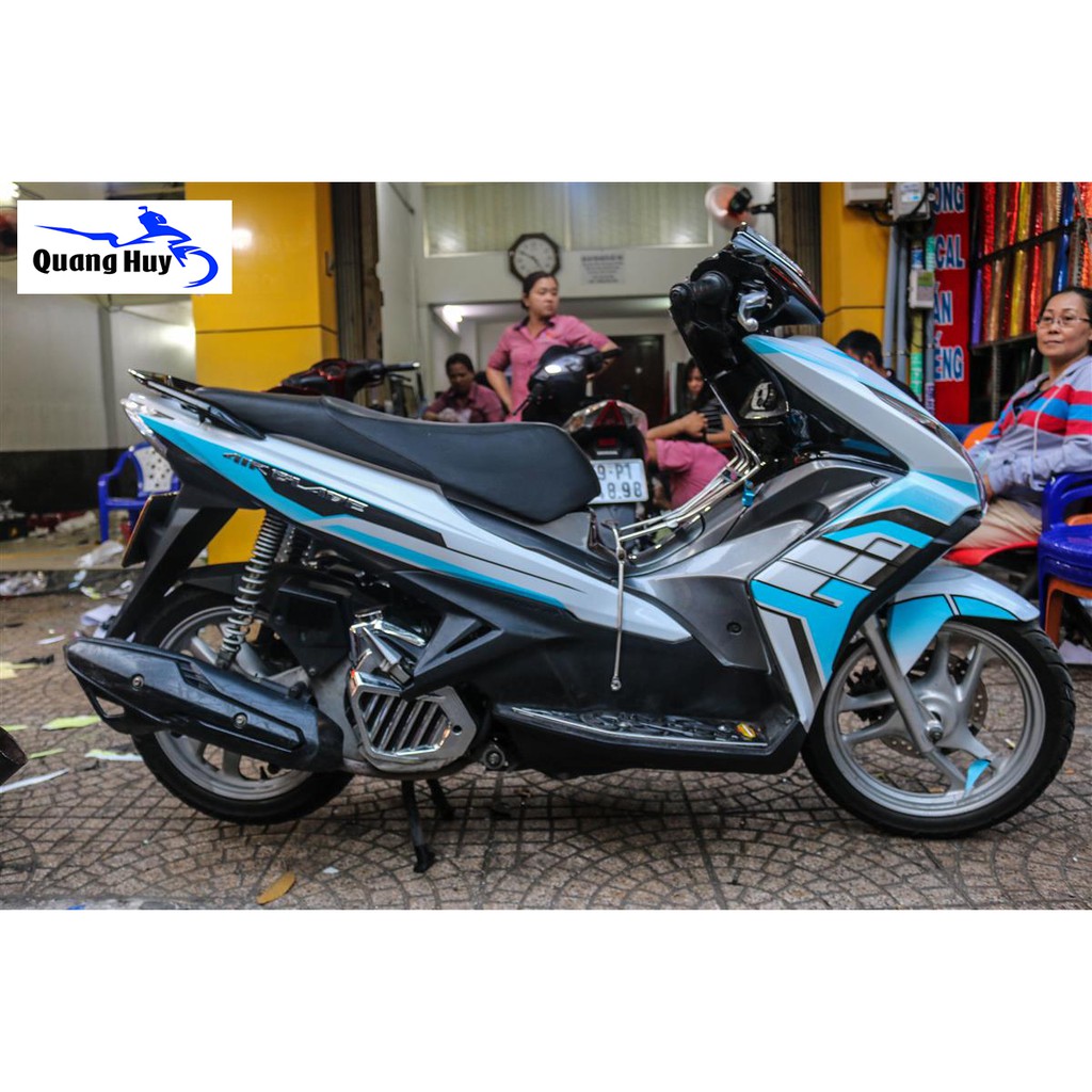Tem trùm air blade xanh bạc đời 2013-2014-2015, độ team trùm ab dán phủ dàn áo xe xanh bạc rẻ đẹp