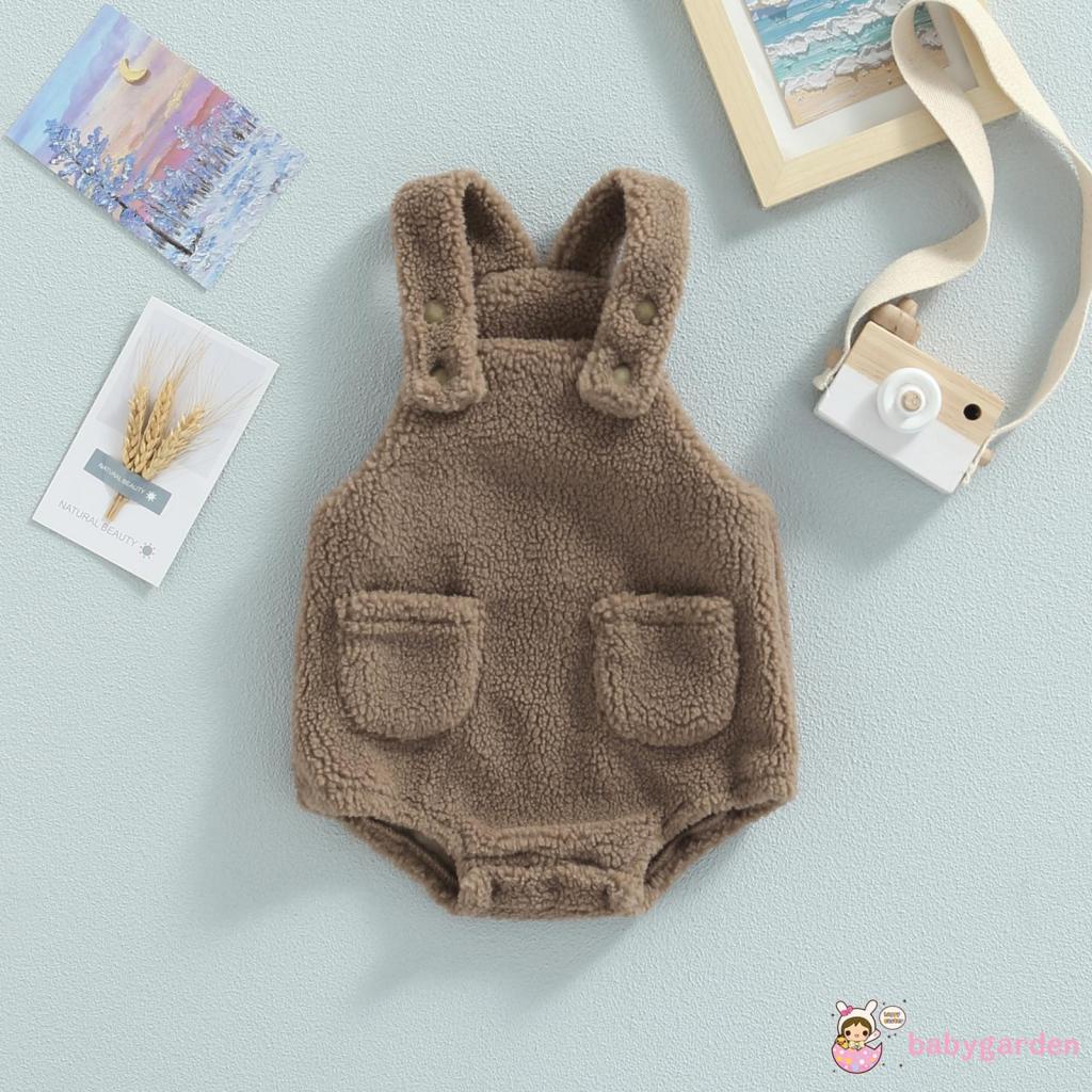 Bộ Áo Liền Quần Bằng Vải Bông Hai Dây Có Túi Dễ Thương Dành Cho Bé Trai 0-18 Tháng