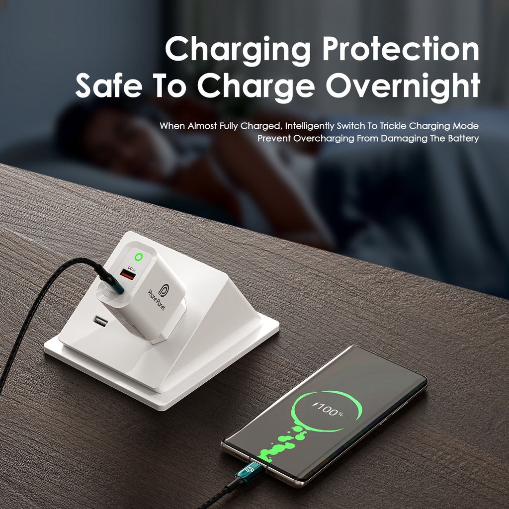 Củ Sạc Nhanh Phone Planet USB-A USB-C 30W Charger PD USB Type C cho iphone 12 13 14 15 pro max