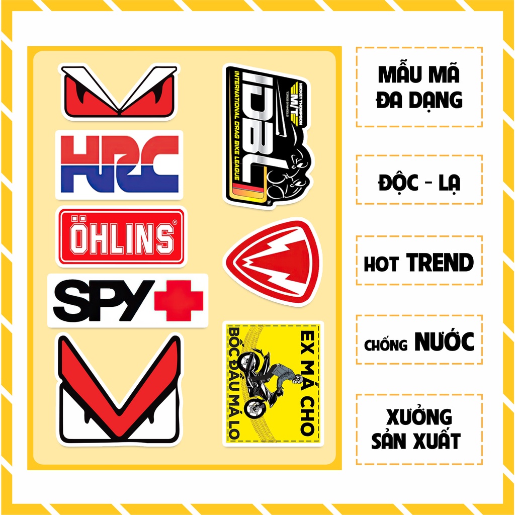 Sticker Dán Xe Máy TX06 - Decal Dán Trang Trí Xe Máy Cắt Sẵn Chống Nước Kích Thước 6 - 8 cm Nhãn Hiệu Azsticker