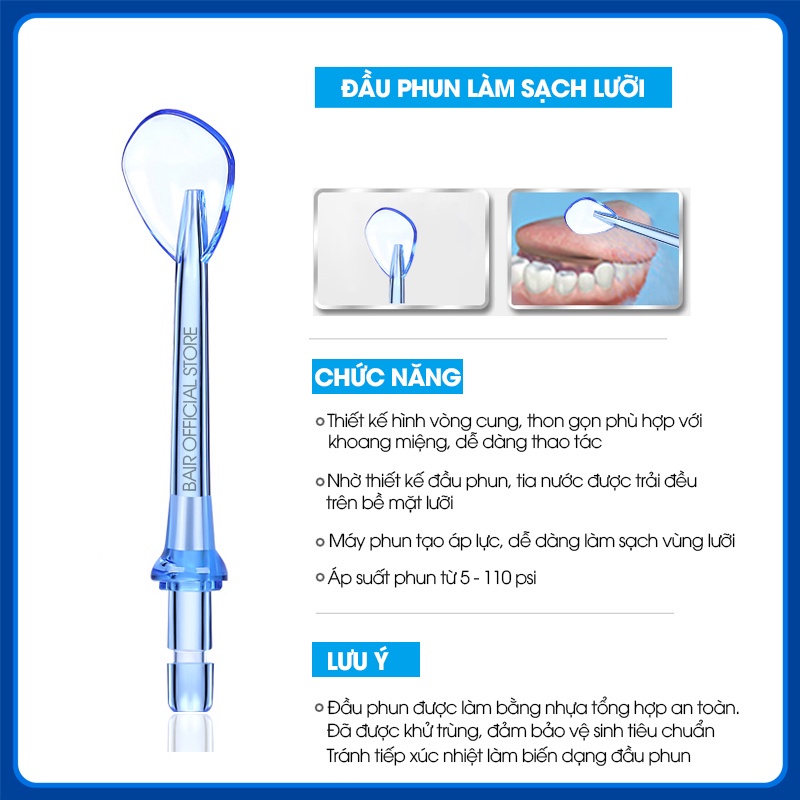 Đầu xịt vệ sinh lưỡi máy tăm nước chính hãng Bair BF 8 Pro