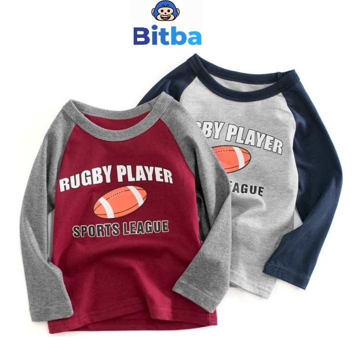 Áo thun bé trai dài tay xuất dư size đại cho bé từ 2 đến 10 tuổi Bitba