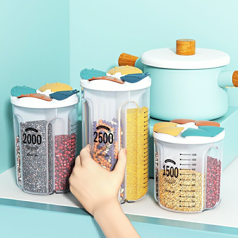 Hộp nhựa cao cấp 4 ngăn đựng thực phẩm bảo quản thức ăn, Lọ đựng đồ khô có nắp đậy kín đa năng
