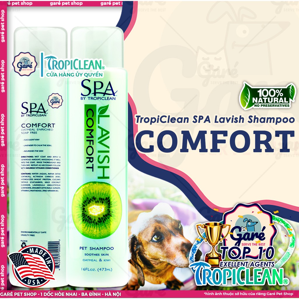 Sữa tắm SPA Lavish White Coat dưỡng lông trắng sáng cho Cho và Mèo - TropiClean SPA White Coat Shampoo 473 ml