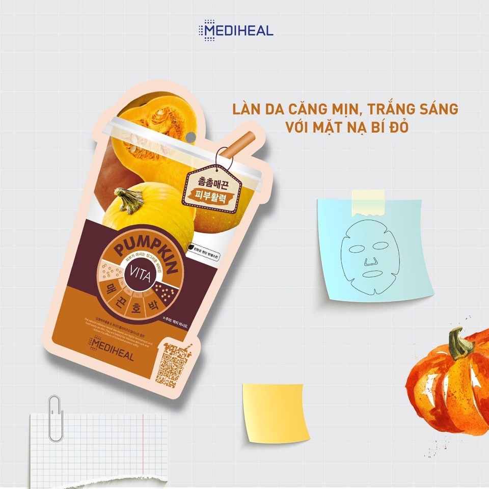 Mặt nạ Mediheal trái cây Vita mask Cacao, Lựu, Bí ngô, Kiwi Táo, Chanh 20ml