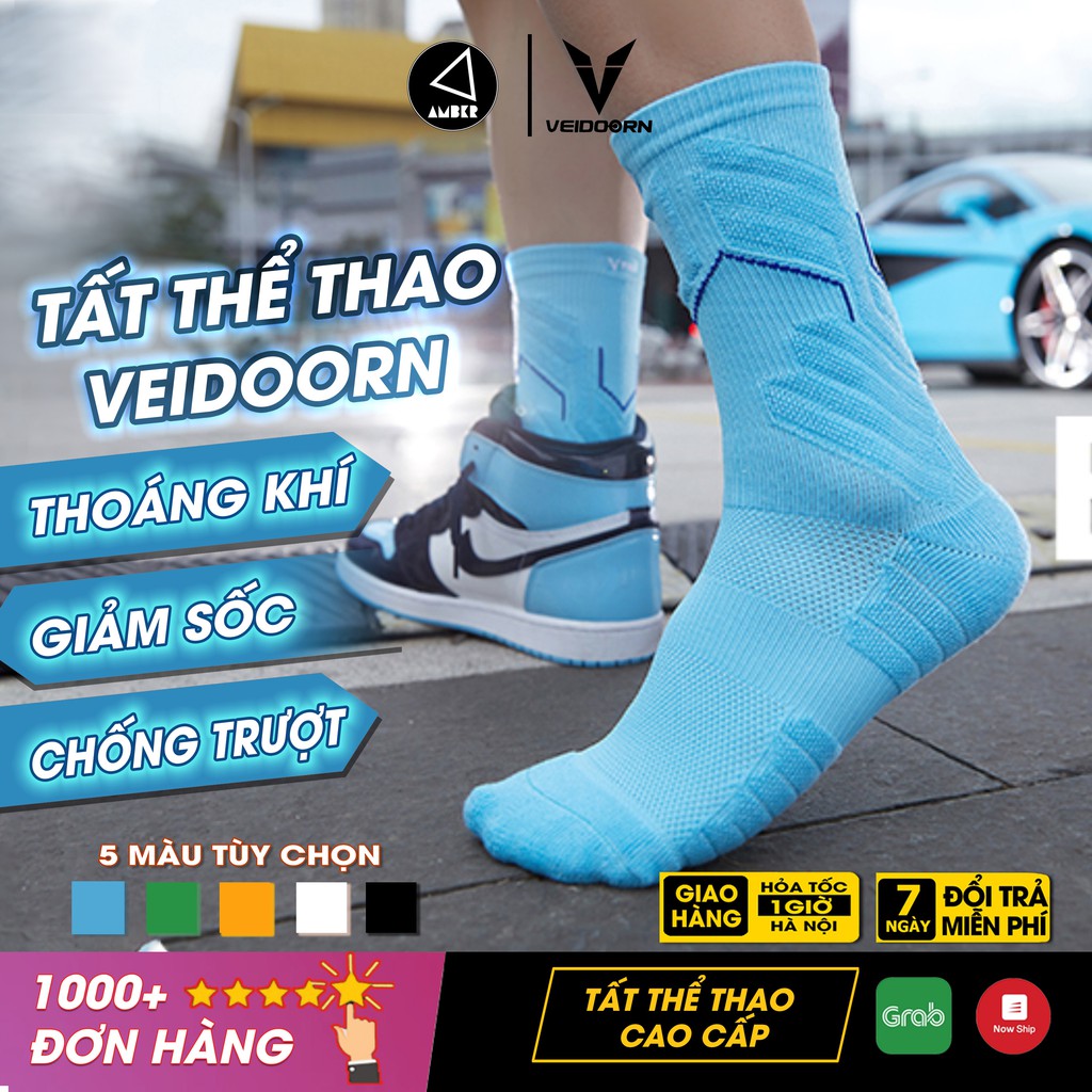 Tất Cao Cổ Veidoorn, Tất Chơi Thể Thao Chuyên Nghiệp, Chống Trơn Trượt, Kháng Khuẩn, Khử Mùi VT002 - AMBERVIETNAM