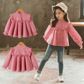 Áo sơ mi caro dài tay bé gái, form xòe xếp ly sang chảnh, mua áo sơ mi đẹp cho bé ở đâu?