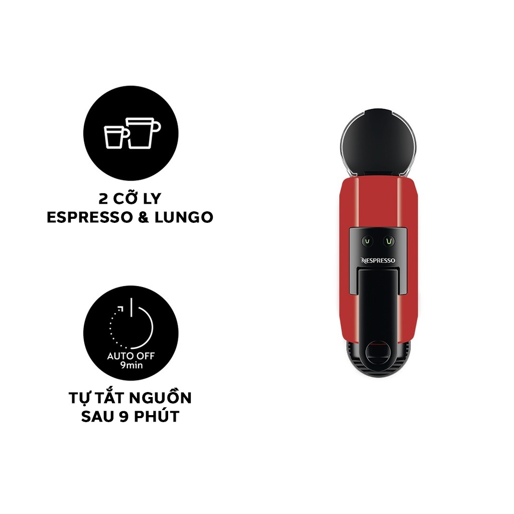 Bộ máy pha cà phê Nespresso Essenza Mini - Đỏ &amp; máy đánh sữa Aeroccino 3