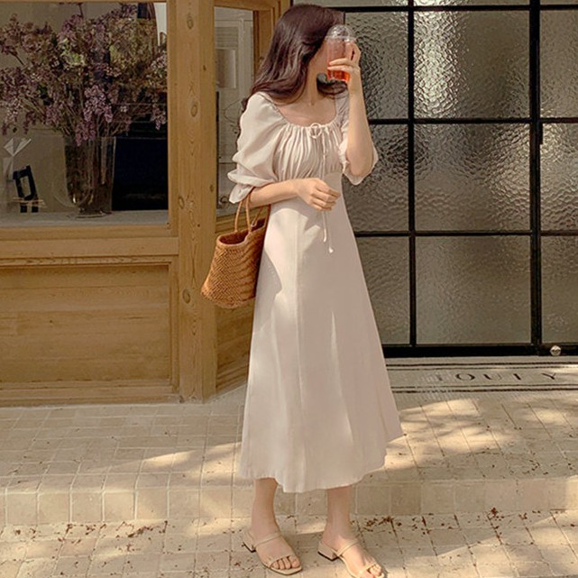 Đầm nữ dáng suông màu trơn thời trang phong cách Hàn Quốc 43697