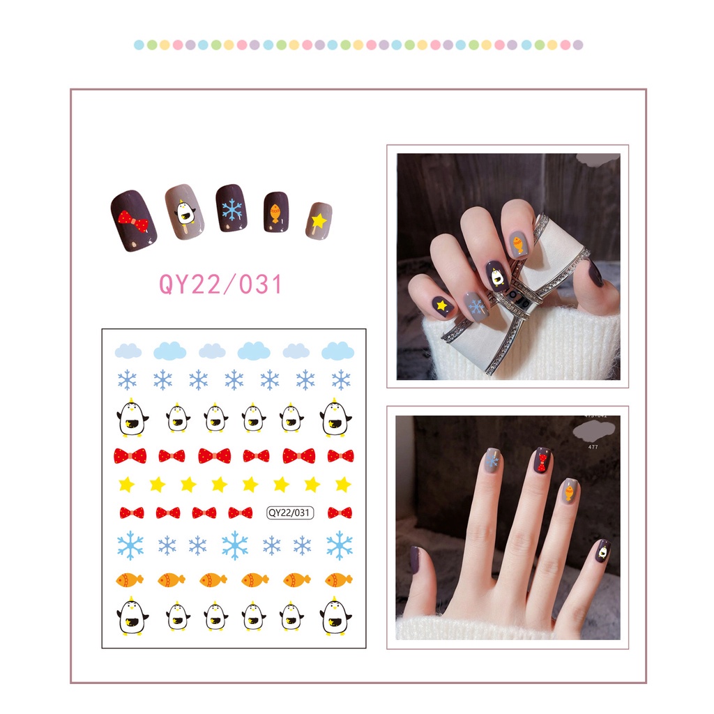 Tờ miếng dán trang trí móng tay nghệ thuật kiểu dáng nhân vật hoạt hình phong cách Hàn Quốc đáng yêu
