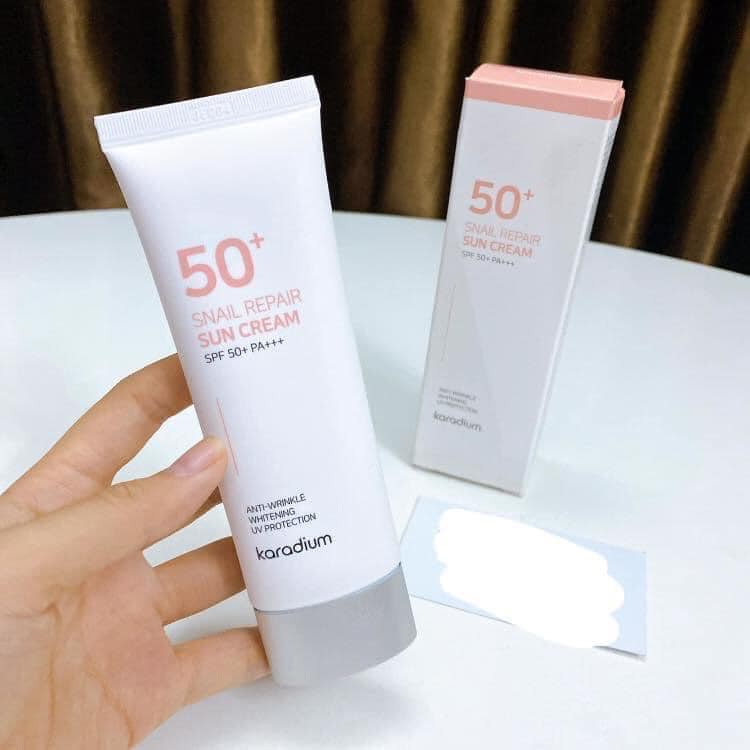 Kem Chống Nắng Karadium Snail Repair Sun Cream SPF 50+ PA+++ - Chống Nắng, Lên Tone, Dưỡng Da Hiệu Quả