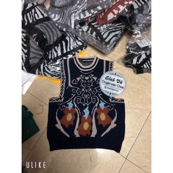ÁO GIlE LEN HOẠ TIẾT_2 MÀU (KEM -THAN ) | BigBuy360 - bigbuy360.vn