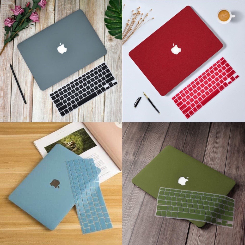 (Combo 4 in1) Case - Ốp Macbook Nhám Kèm Phủ Phím Quốc Tế (Tặng Nút Chống Bụi + Kẹp Chống Gãy Sạc)