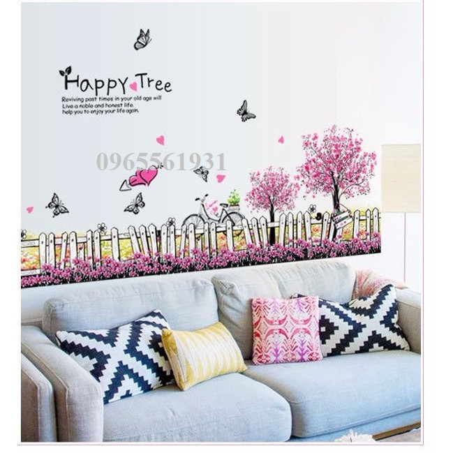 Decal dán tường chân tường hàng happy tree AY7267