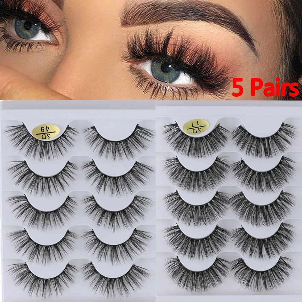 [Hàng mới về] Bộ 5 cặp lông mi giả 3d dài tự nhiên cho nữ