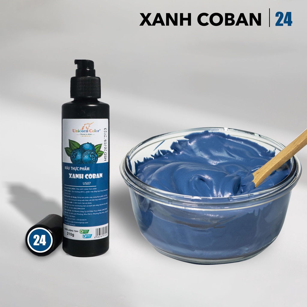 Màu Thực Phẩm Xanh Coban UNICORN Không Đắng 210gr A24