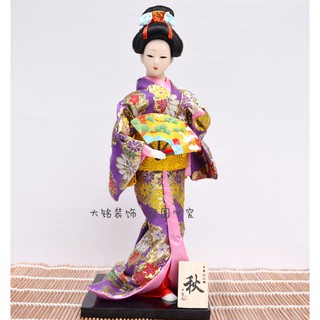 Mô hình búp bê Geisha mặc Kimono lụa kiểu Nhật Bản dùng trang trí