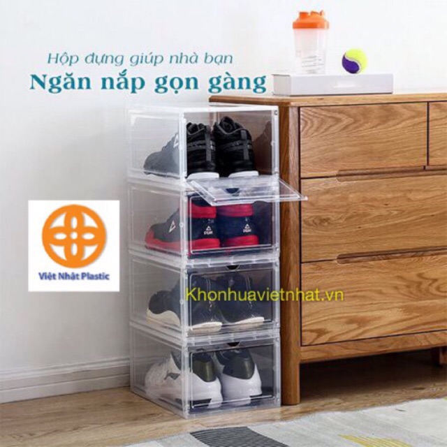 Hộp Đựng Giày Nhựa Cứng Cao Cấp , Size Lớn, Cửa Nam Châm Lắp Ráp Tiện Lợi [ Loại Xịn ]