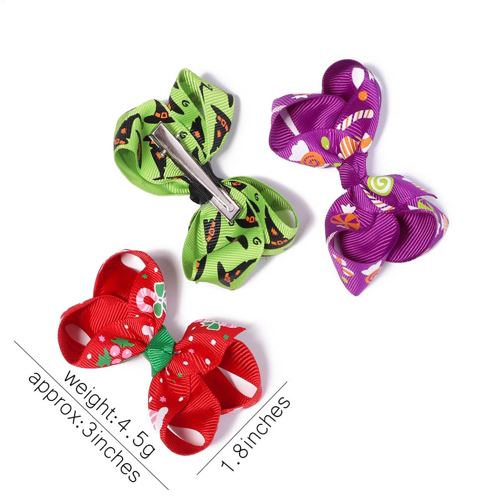 KIDSBOWS Bộ 10 Kẹp Tóc Nơ In Họa Tiết Halloween / Giáng Sinh Dễ Thương Cho Bé Gái