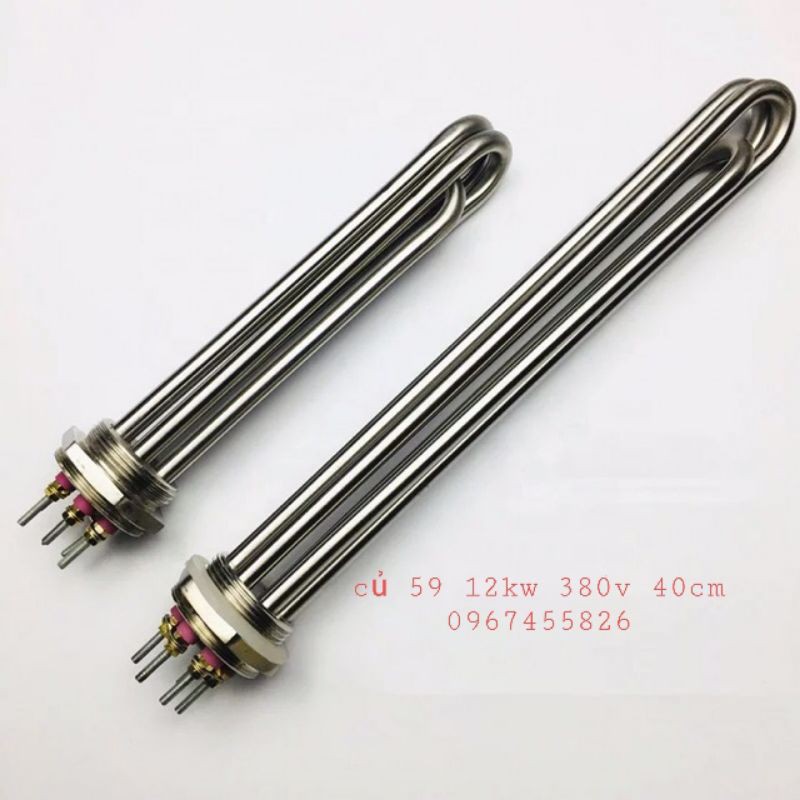 Điện trở nhiệt .Maiso đun nước, CỤM REN NỒI HƠI, NỒI CHÁO, NỒI NẤU ĐẬU  Ren 59 12kw 380v 40cm
