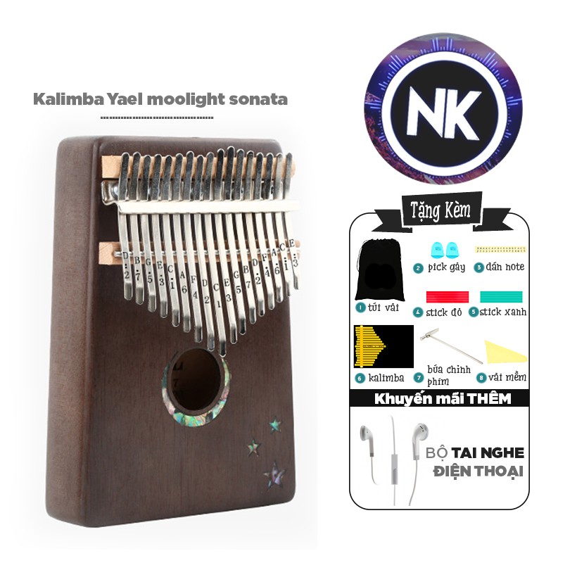 Đàn Kalimba Yael 17 Phím Moonlight Sonata Tặng Kèm Tai Nghe Thời Trang - Hàng Có Sẵn