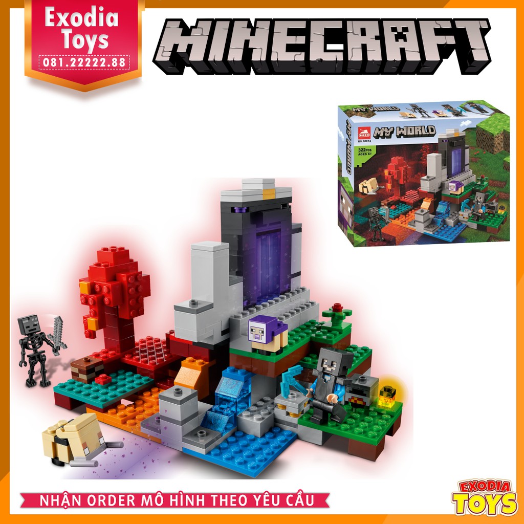 Xếp hình Minecraft Cánh Cổng Địa Ngục : The Ruined Portal - Đồ Chơi Lắp Ghép Sáng Tạo - BELA 60074 Lego Ideas 21172