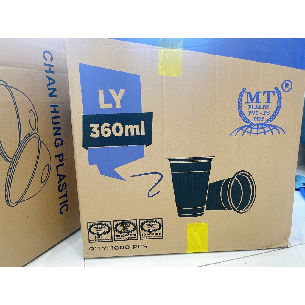 Ly nhựa cứng loại dày có nắp cầu, nắp cầu riêng - 360ml, 500ml - Ly nhựa PET