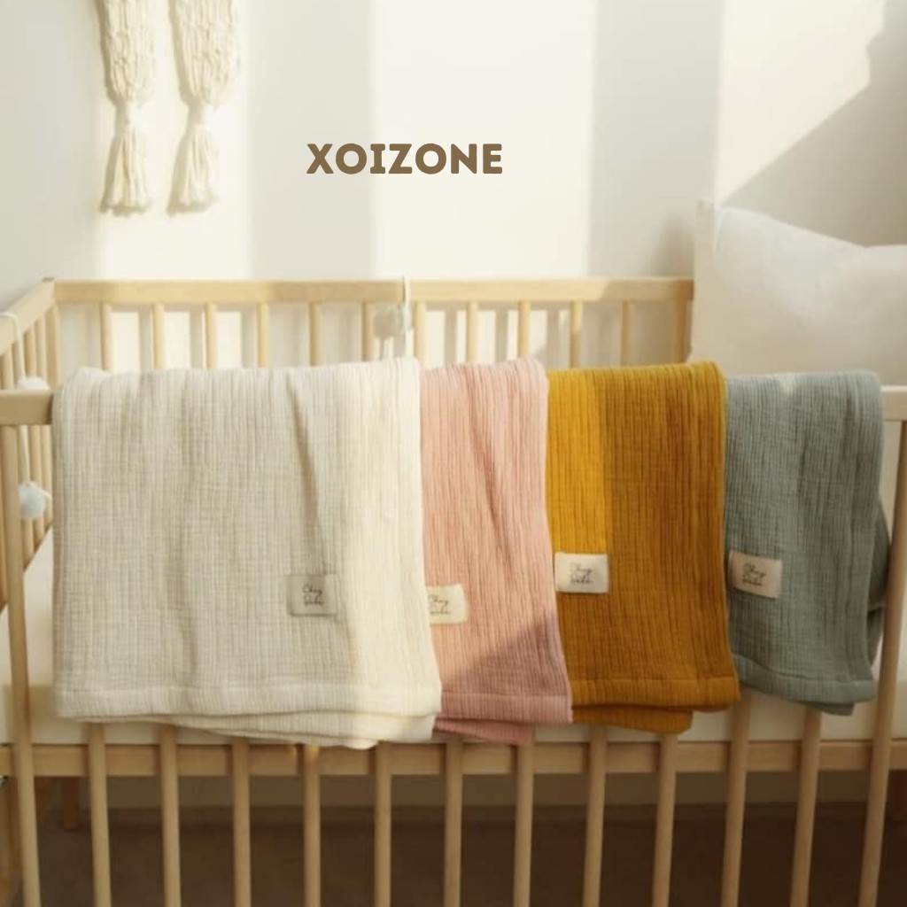 Chăn bốn mùa cotton organic Chezbebe Hàn Quốc trơn cho bé