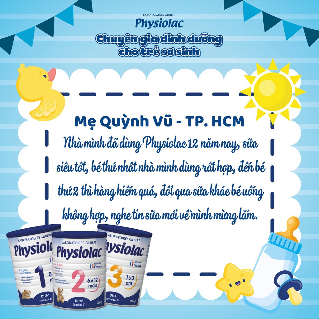 Sữa Physiolac số 1, 2, 3 (900g), Sữa Pháp, sữa tốt cho hệ tiêu hóa của bé yêu (Date 2023)