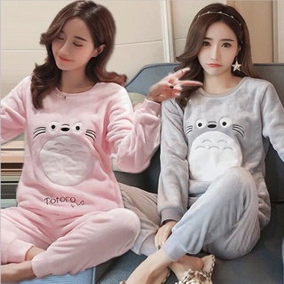 Bộ Đồ Ngủ Chất Nỉ Dày Dặn Thời Trang Thu Đông Phong Cách Hàn Quốc Cho Nữ
