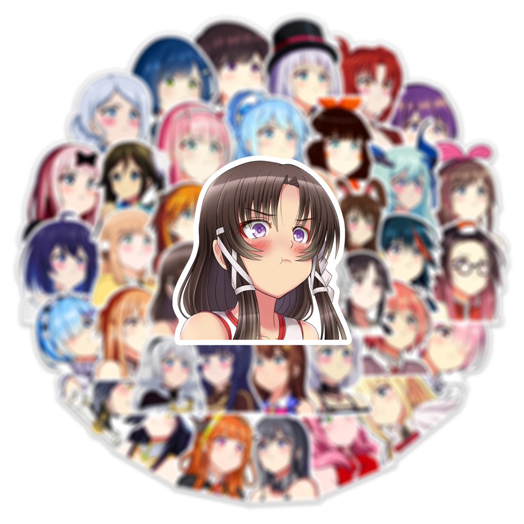 Bộ 50 Miếng Dán Hình Nhân Vật Anime Chống Thấm Nước Dùng Trang Trí Vali / Máy Tính / Guitar