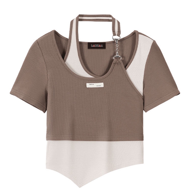 Áo croptop Tay Ngắn Thiết Kế Độc Đáo Cho Phái Nữ