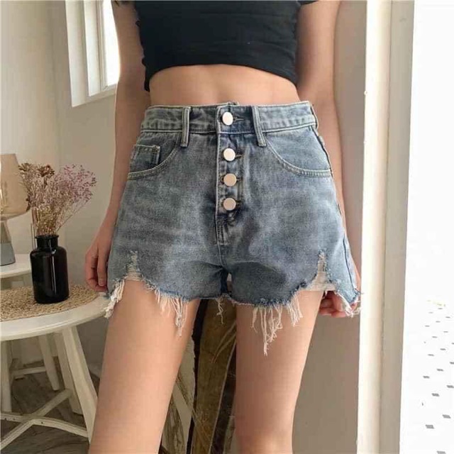 Quần short jean rách QC