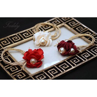 Chun buộc tóc, dây buộc tóc nhũ hoa lụa, hạt trai