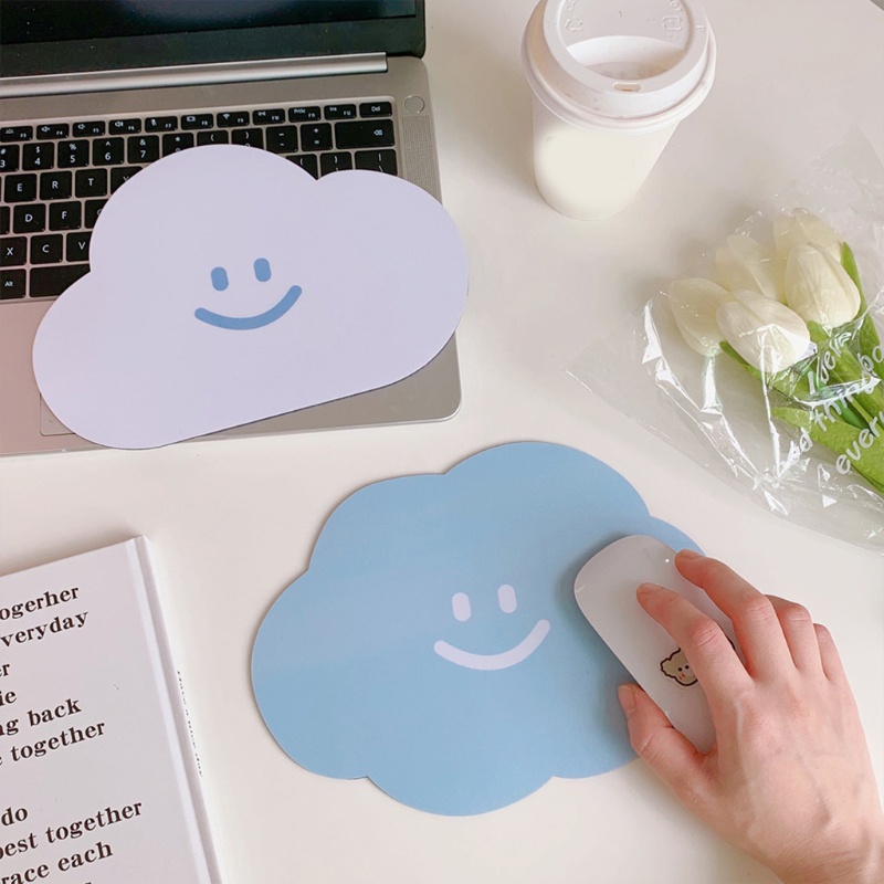 Tấm Lót Chuột Mini Chống Thấm Nước Màu Trơn Hình Mặt Cười Dễ Thương