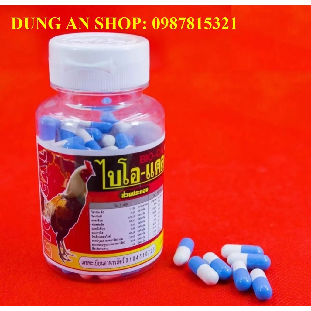 BIO CAL: Bổ Xương Gân Gối cho gà đá - bổ sung Canxi cho gà chọi, gà nòi, gà tre. 1 HỘP 100 VIÊN