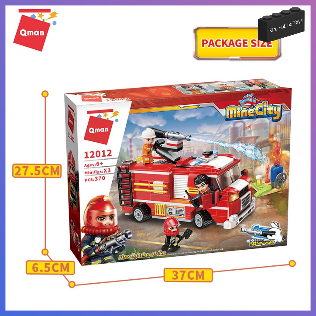 Bộ Lắp Ghép Đồ Chơi Lego Qman 12012 - Xe Ô Tô Cứu Hỏa Thành Phố Mẫu 370 Mảnh Ghép Cho Trẻ Từ 6 Tuổi