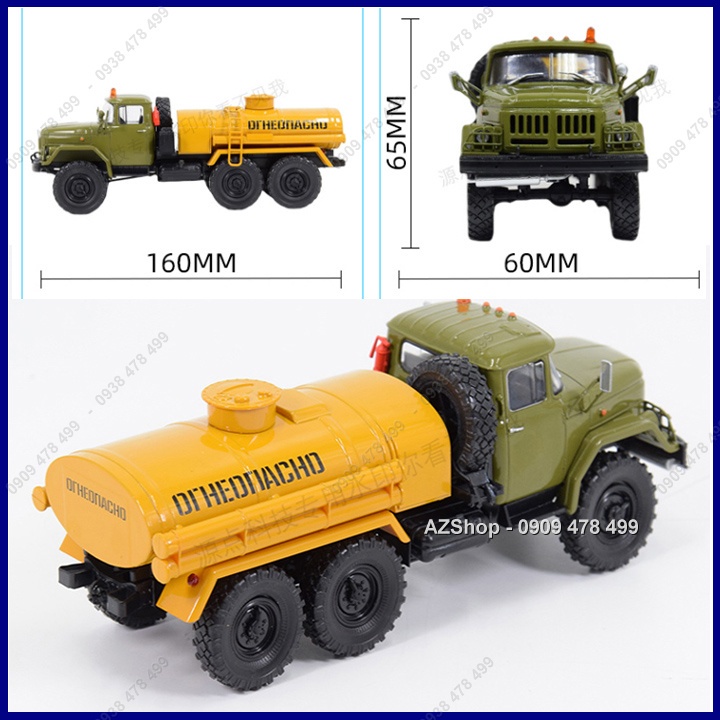 Mô Hình Hoàn Thiện Xe Tải Zil 131 ATZ 44 Chở Bồn Xăng Dầu - Tỉ Lệ 1:43 - Modimio