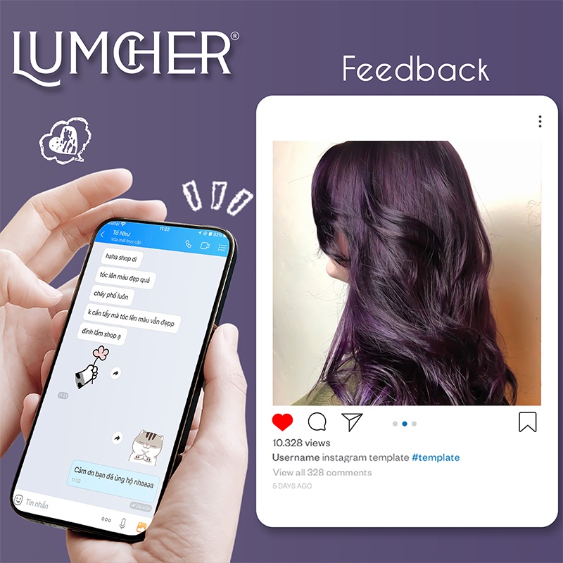 Thuốc nhuộm tóc Đen Tím - Tím Đen không tẩy chính hãng Lumcher LC28