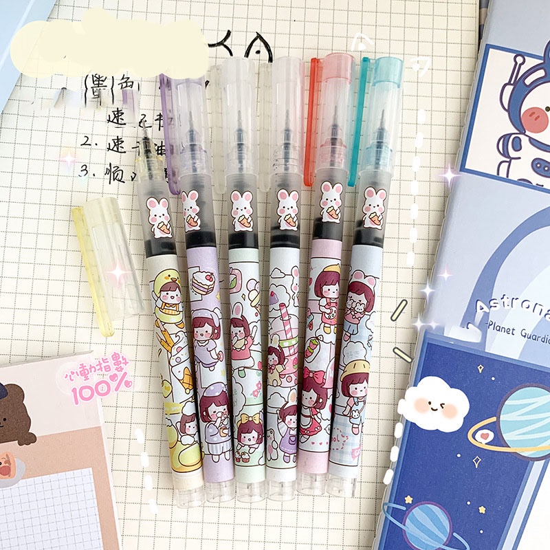 Út mực gel 0.5mm nhiều màu cute nắp đậy dùng để viết trang trí sổ dễ thương nét chữ đẹp QUTI B13