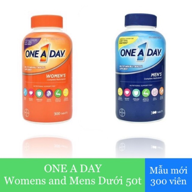 [Date 2023] One A Day Men's Complete Multivitamin bổ sung Multivitamin và khoáng chất dành cho nam , Chai 300 viên