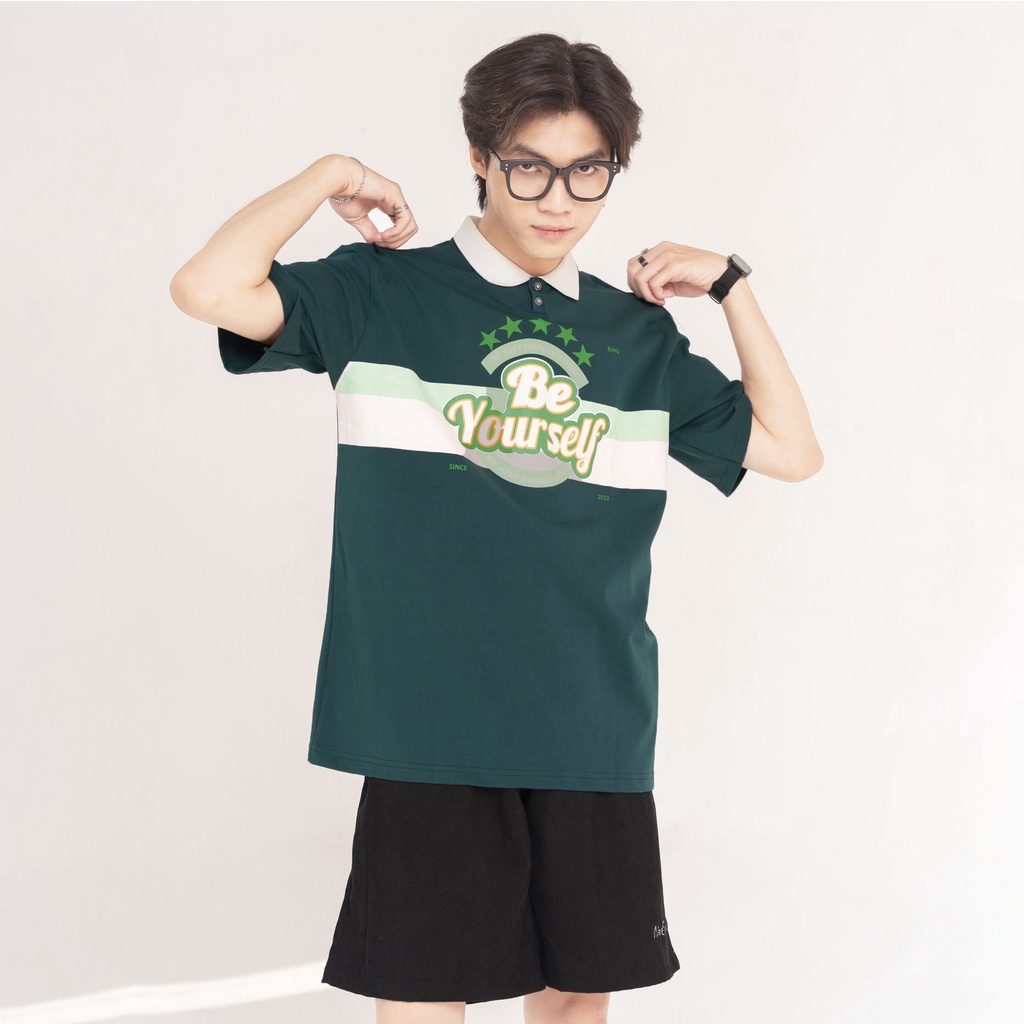 Áo thun polo BJHG BE YOUR SELF phông tay lỡ nam nữ unisex form rộng Local Brand áo Polo form rộng
