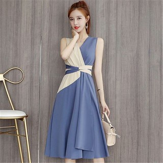  ZERASY - Đầm xòe thắt eo phối màu duyên dáng 