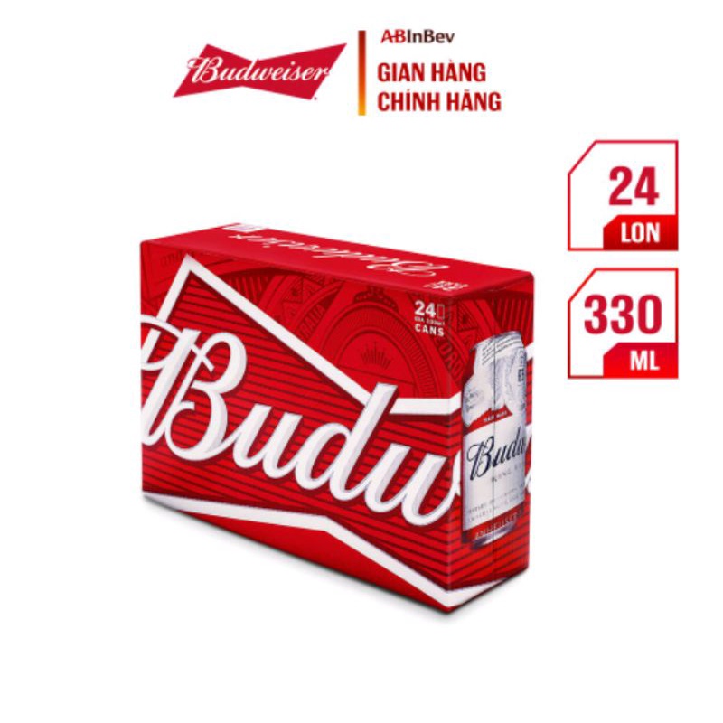 Thùng 24 lon bia Budweiser Chính hãng (330ml/lon) - date tháng 11/2021
