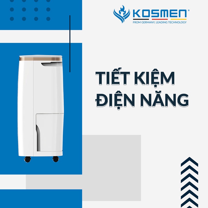 Máy hút ẩm Kosmen KM-12N – Công suất 12L-20L ngày - Diện tích 40-80m2 - Lưu lượng gió 160m3/h - Bảo hành 24 tháng
