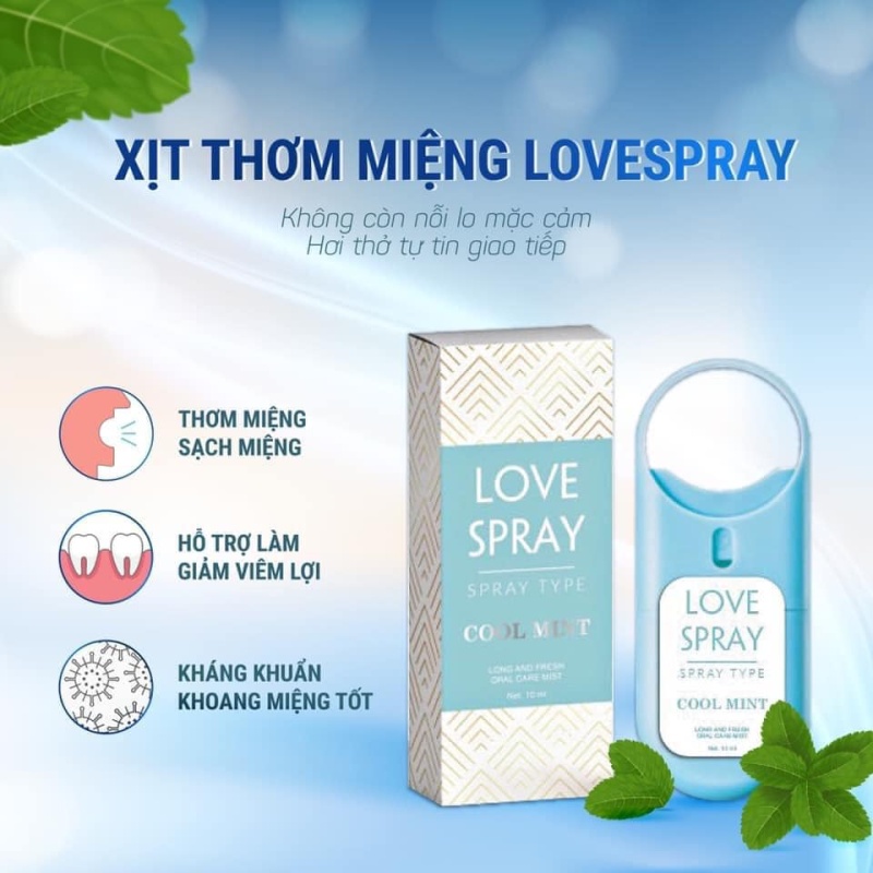 Xịt thơm miệng Love Spray hương bạc hà thơm mát khử mùi hôi 100ml