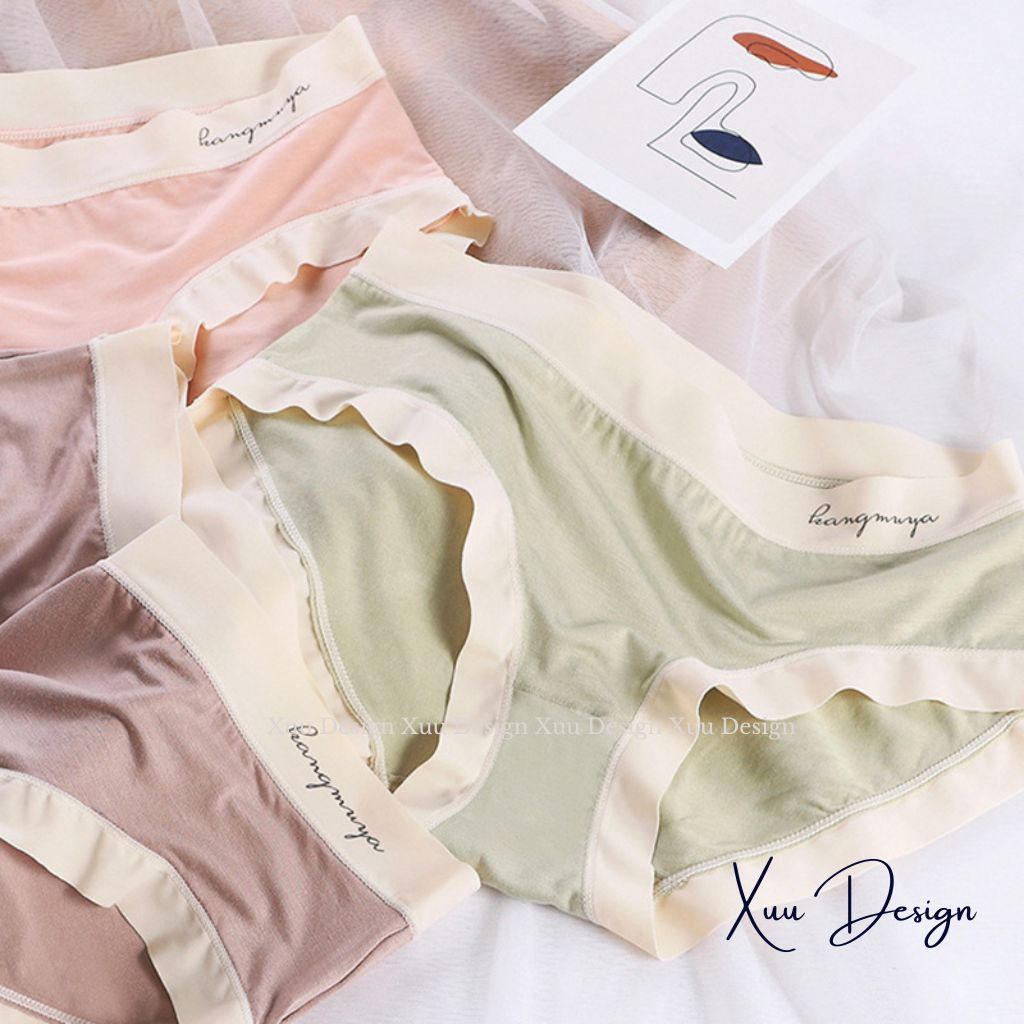 Quần lót nữ cạp cao XUU chất liệu cotton lạnh cao cấp phối viền su mềm mịn thoáng mát - QC121
