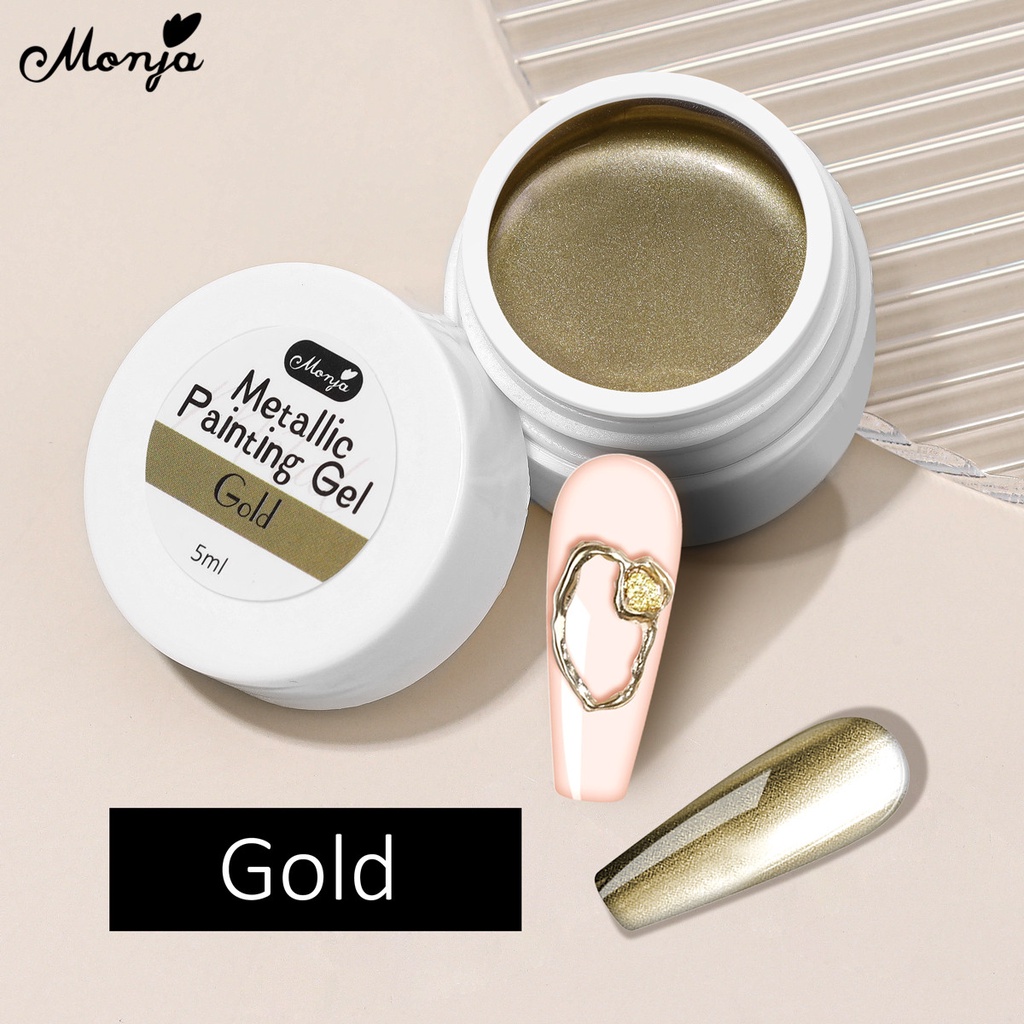 MONJA [Hàng mới về] Sơn móng tay gel 5ml màu sắc ánh kim tạo hiệu ứng lấp lánh 3D