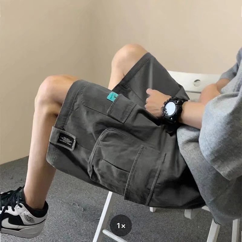 ♞AFF LIGA♞ Quần ngắn ống rộng Nhiều Túi Phong Cách Hip Hop Đường Phố Mới Cho Nam