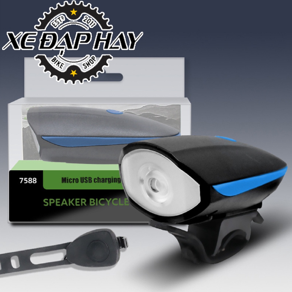 Đèn Còi Xe Đạp CREE-XPG 7588 | Sạc USB Chống Nước |Độ Sáng 250 Lumen - Âm Vang Còi 140dB | Pin 1200 mah | Sáng Liên Tục